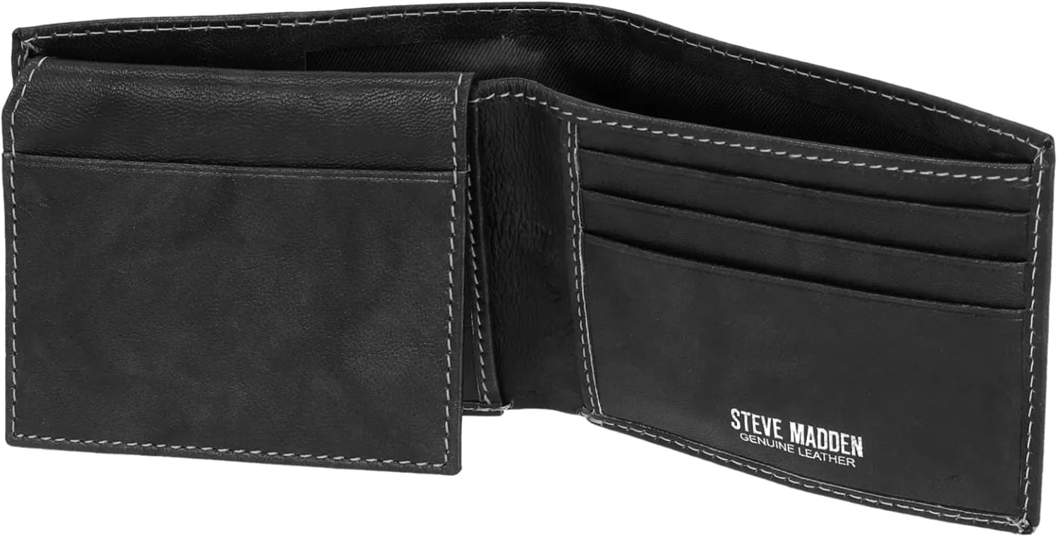 imageSteve Madden Mens Antique Leather Passcase WalletBlack