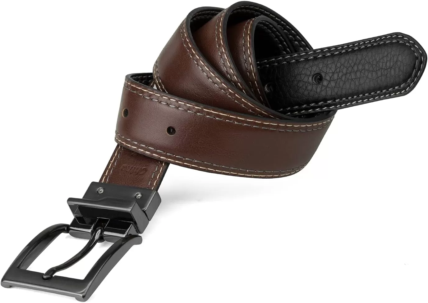imageSteve Madden Mens Dress Casual Every Day Leather BeltBlackBrown Double Stitch