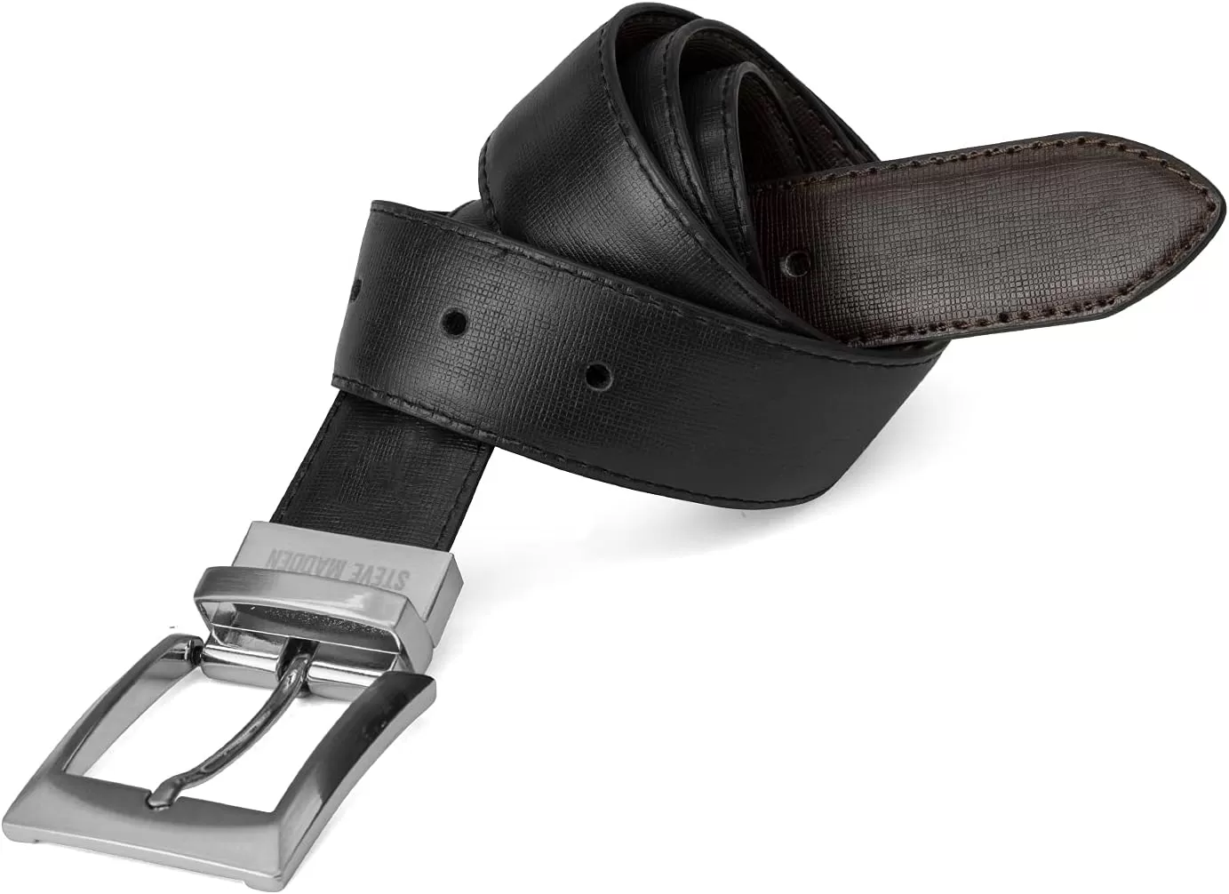 imageSteve Madden Mens Dress Casual Every Day Leather BeltBlackBrown Saffiano