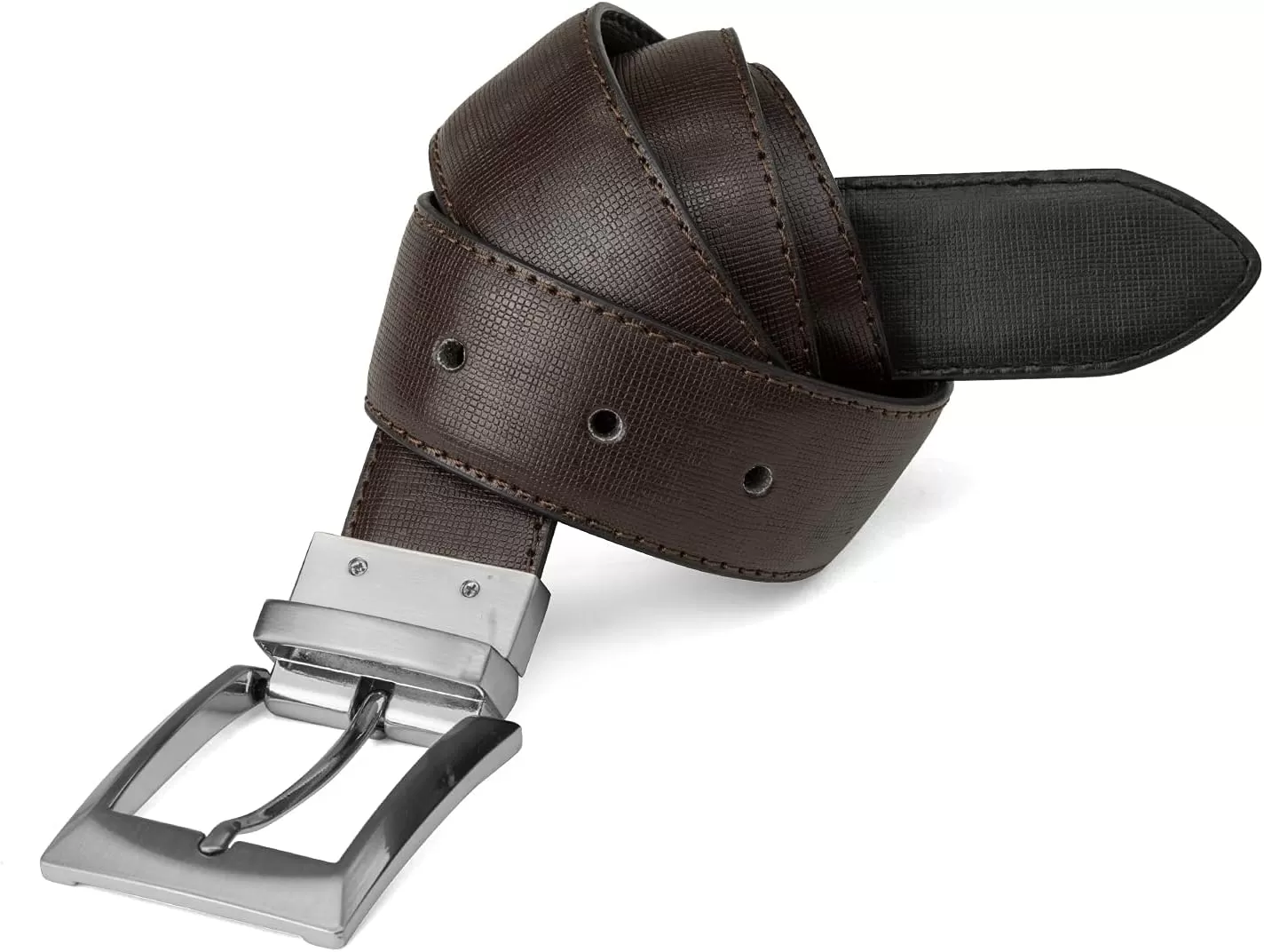 imageSteve Madden Mens Dress Casual Every Day Leather BeltBlackBrown Saffiano