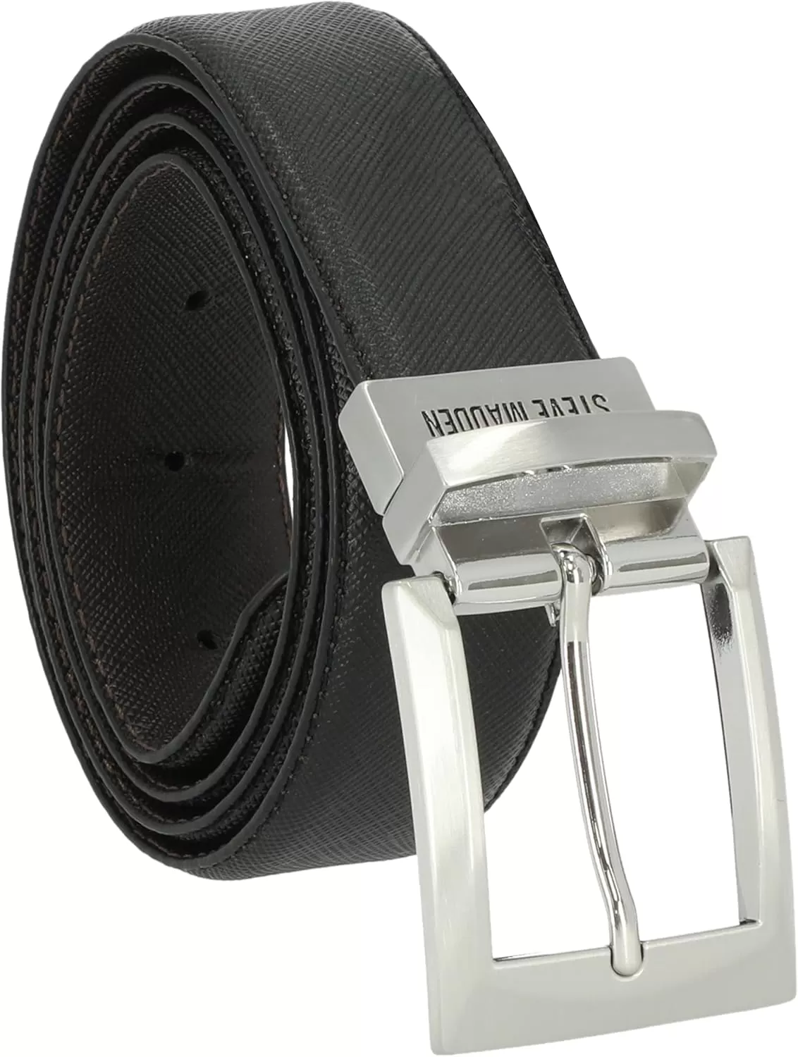 imageSteve Madden Mens Dress Casual Every Day Leather BeltBlackBrown Saffiano