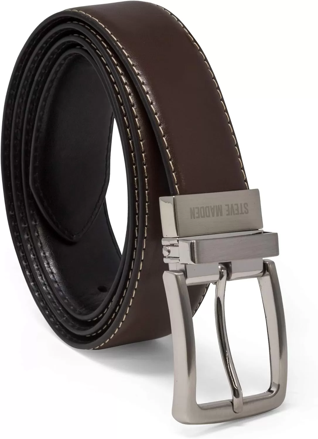 imageSteve Madden Mens Dress Casual Every Day Leather BeltBrownBlack