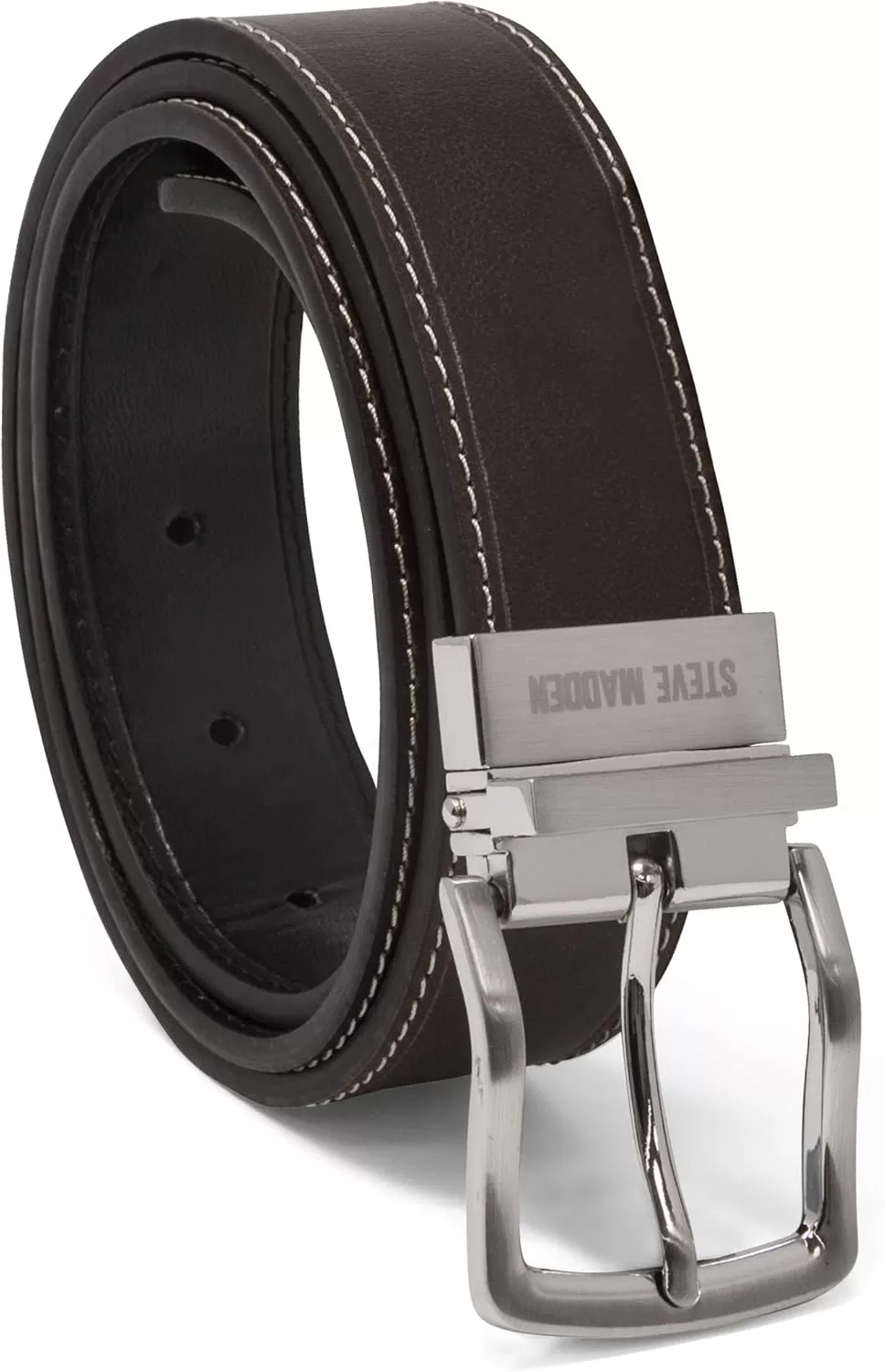 imageSteve Madden Mens Dress Casual Every Day Leather BeltBrownBlack Oil Tanned