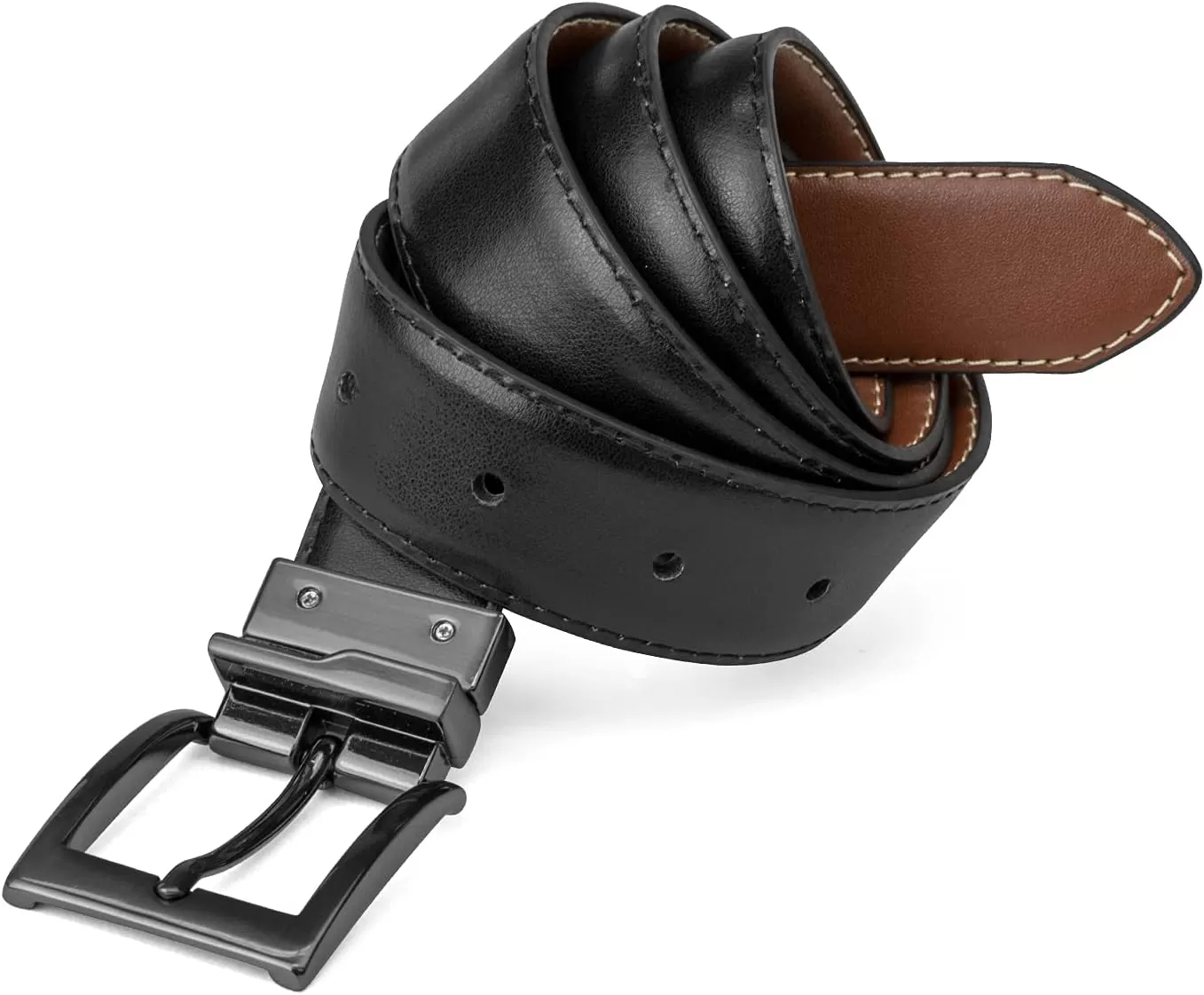 imageSteve Madden Mens Dress Casual Every Day Leather BeltCognacBlack