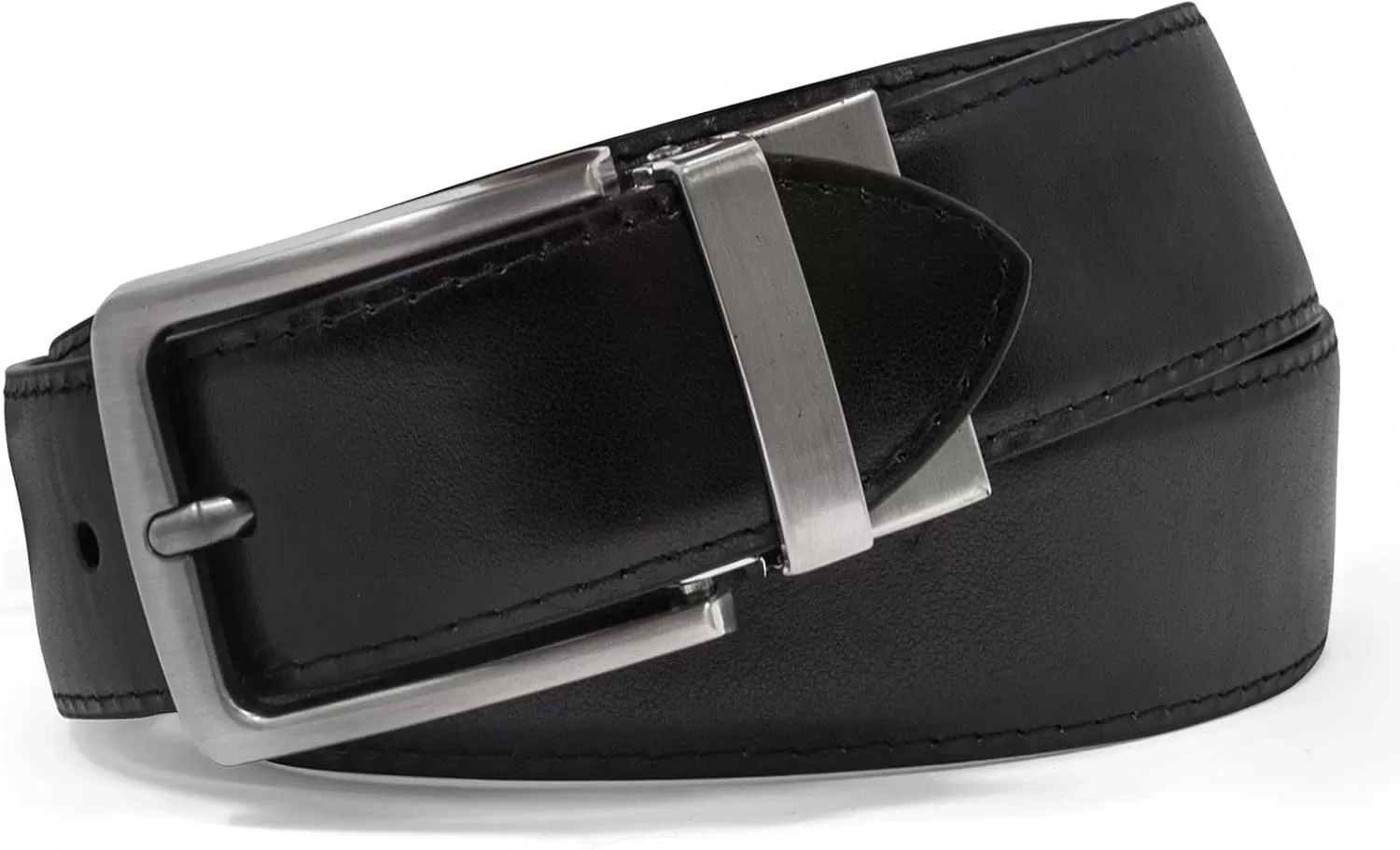 imageSteve Madden Mens Dress Casual Every Day Leather BeltCognacBlack Feather Edge