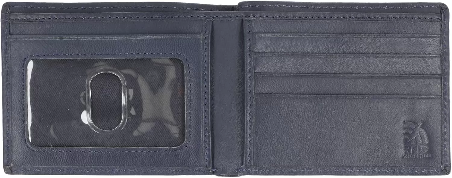 imageSteve Madden Mens RFID Leather Wallet Gift Set with Key FobNavy