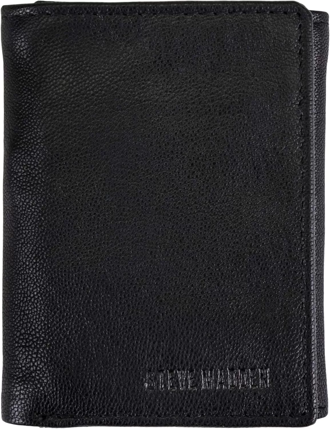 imageSteve Madden Mens RFID Trifold Wallet with Id WindowBlack Smooth Grain