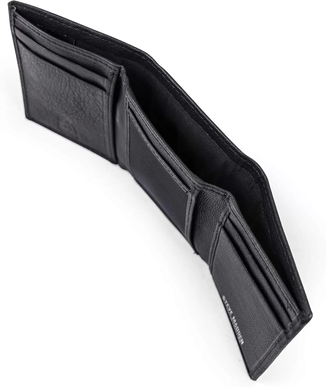 imageSteve Madden Mens RFID Trifold Wallet with Id WindowBlack Smooth Grain
