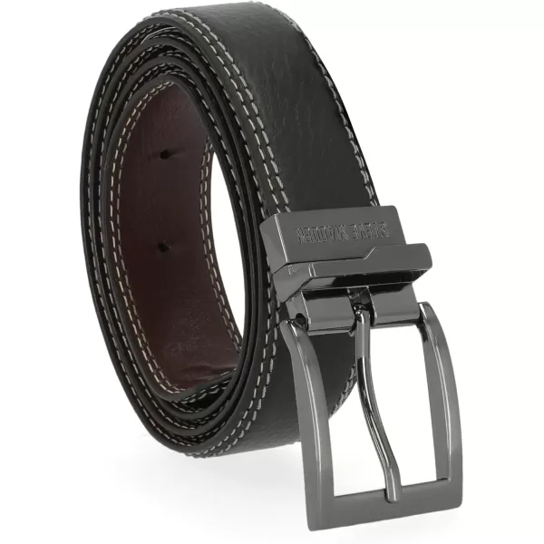 imageSteve Madden Mens Dress Casual Every Day Leather BeltBlackBrown Double Stitch
