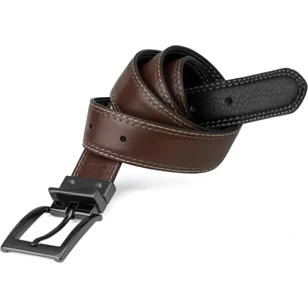 imageSteve Madden Mens Dress Casual Every Day Leather BeltBlackBrown Double Stitch