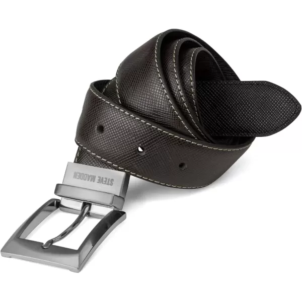 imageSteve Madden Mens Dress Casual Every Day Leather BeltBlackBrown Edge Stitch