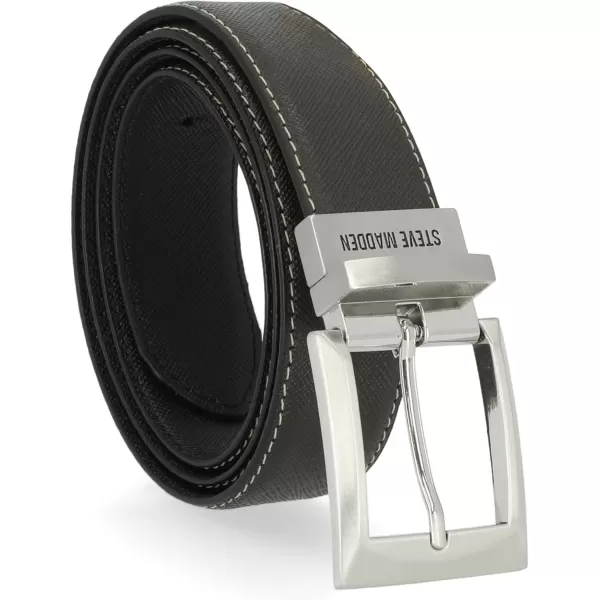 imageSteve Madden Mens Dress Casual Every Day Leather BeltBlackBrown Edge Stitch