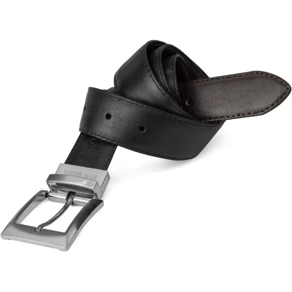 imageSteve Madden Mens Dress Casual Every Day Leather BeltBlackBrown Reversible  Saffiano