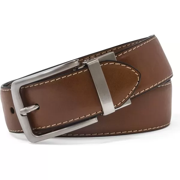 imageSteve Madden Mens Dress Casual Every Day Leather BeltCognacBlack Feather Edge