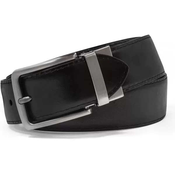 imageSteve Madden Mens Dress Casual Every Day Leather BeltCognacBlack Feather Edge