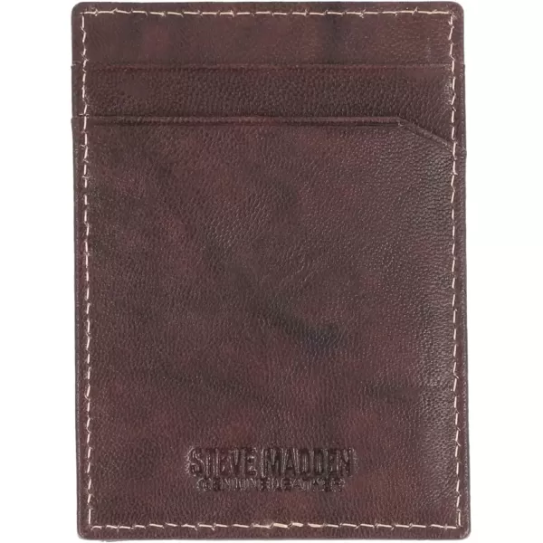 imageSteve Madden Mens Front Pocket Wallet with Money ClipBrown