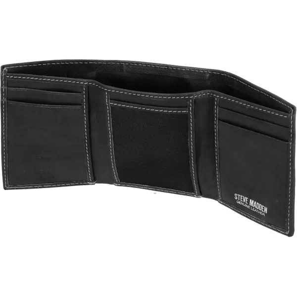 imageSteve Madden Mens RFID Trifold Wallet with Id WindowBlack Antique