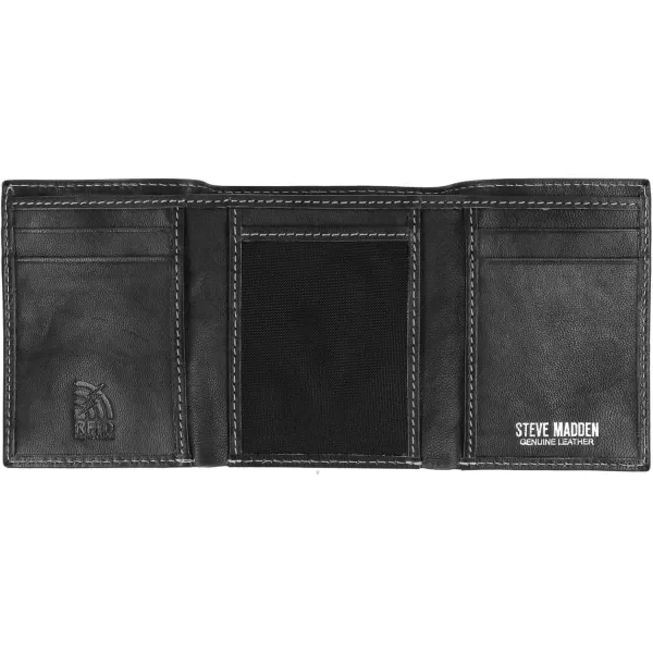 imageSteve Madden Mens RFID Trifold Wallet with Id WindowBlack Antique