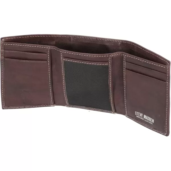 imageSteve Madden Mens RFID Trifold Wallet with Id WindowBrown Antique
