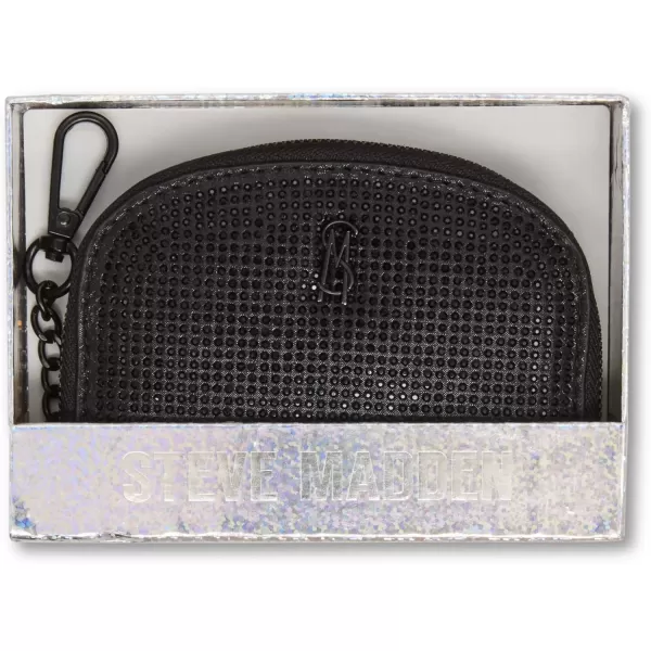 imageSteve Madden Womens Bjadez Card Case Wallet JADEZ Dome Zipper PouchRhinestone Black
