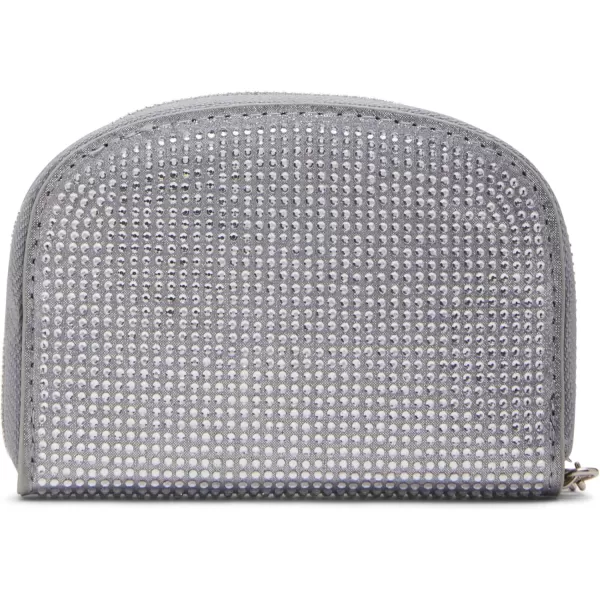 imageSteve Madden Womens Bjadez Card Case Wallet JADEZ Dome Zipper PouchRhinestone Silver