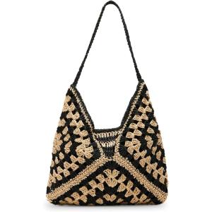 imageSteve Madden Bora Straw Crochet HoboBlack