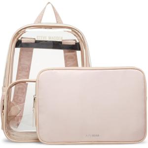 imageSteve Madden Womens Clear Backpack with Tech Pouch Black One SizeNude