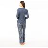 imageSteve Madden Womens Pajama 3 Piece Set Long Sleeve Shirt Pants Lounge ShortsDenim Blue  Ditsy Spot