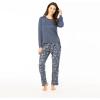 imageSteve Madden Womens Pajama 3 Piece Set Long Sleeve Shirt Pants Lounge ShortsDenim Blue  Ditsy Spot