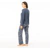imageSteve Madden Womens Pajama 3 Piece Set Long Sleeve Shirt Pants Lounge ShortsDenim Blue  Ditsy Spot