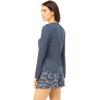 imageSteve Madden Womens Pajama 3 Piece Set Long Sleeve Shirt Pants Lounge ShortsDenim Blue  Ditsy Spot