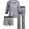 imageSteve Madden Womens Pajama 3 Piece Set Long Sleeve Shirt Pants Lounge ShortsDiamond Snake Geo