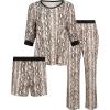imageSteve Madden Womens Pajama 3 Piece Set Long Sleeve Shirt Pants Lounge ShortsSoft Snake