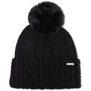 imageSTEVE MADDEN Womens Waffle Knit Beanie with POM Black