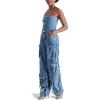 imageSteve Madden Womens Apparel Duo JumpsuitBlue