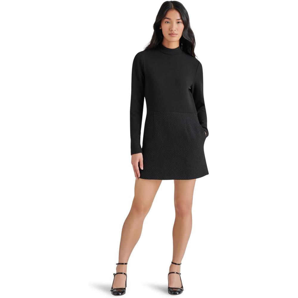 Steve Madden Treasure Abito Donna In Raso Con Stampa Farfalla E Scollo Alto, Lunghezza 91 Cm