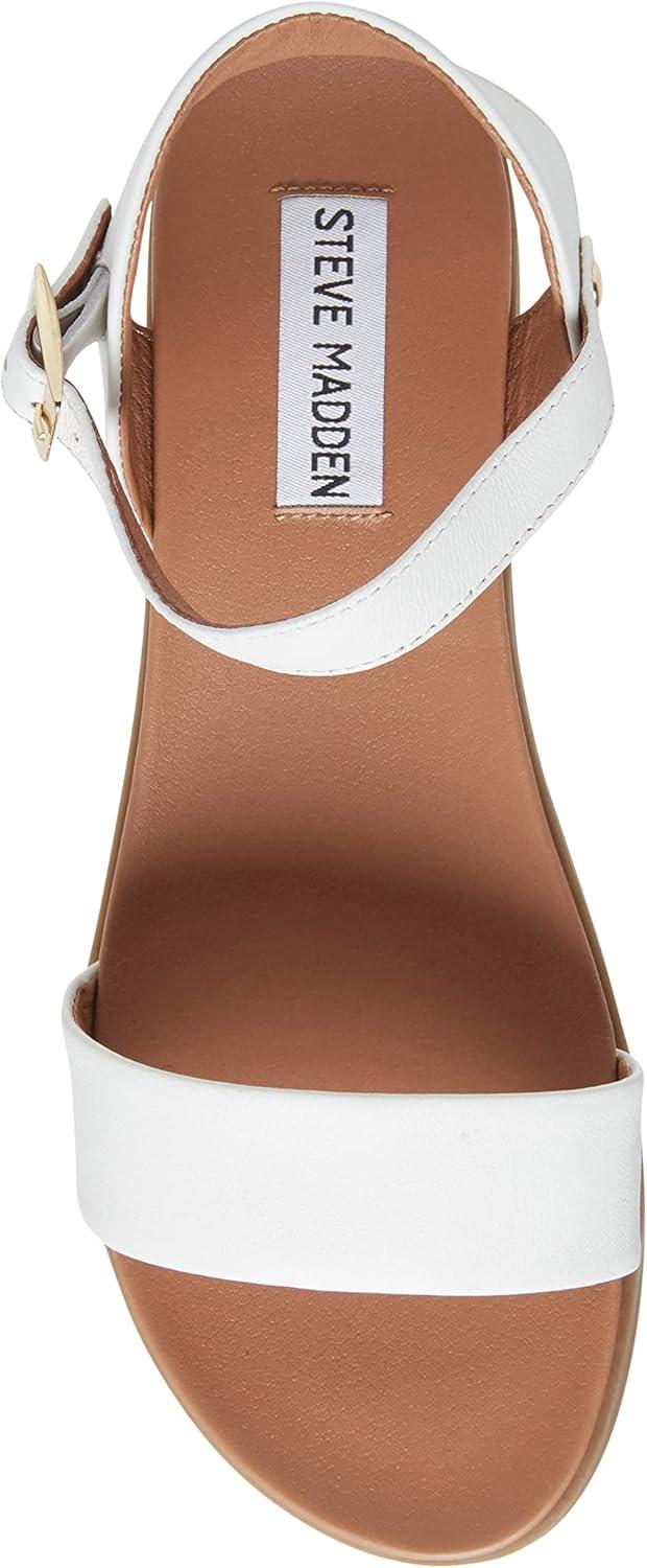 Steve Madden Women s Dina Flat Sandal White Leather STEVE MADDEN