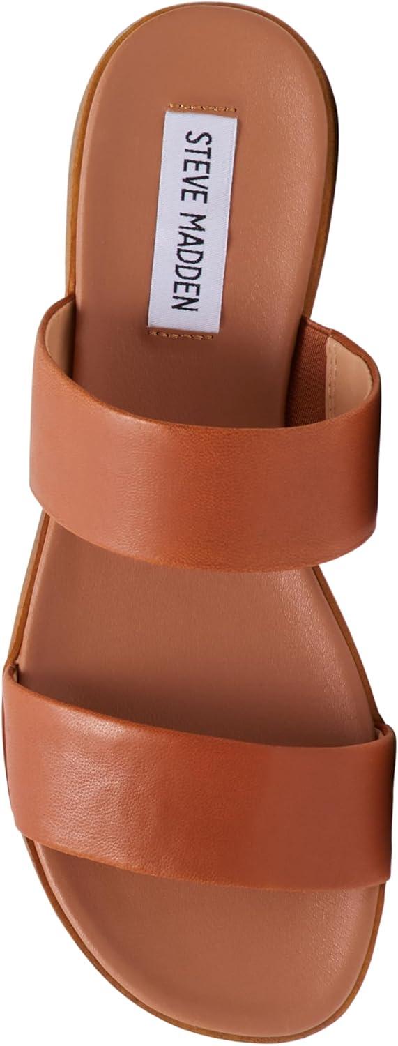 Steve Madden Women s Dual Flat Sandal Tan Leather STEVE MADDEN