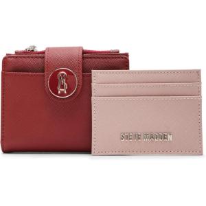 imageSteve Madden Womens Jadyn Bifold Wallet with Card Case Boxed SetRed