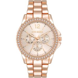 imageSteve Madden Womens Genuine Crystal Accented Bracelet WatchRose Gold
