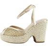 imageSteve Madden Womens Sydnee Heeled SandalGold Raffia