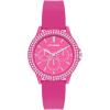 imageSteve Madden Womens Genuine Crystal Accented Silicone Strap WatchHot Pink