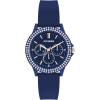 imageSteve Madden Womens Genuine Crystal Accented Silicone Strap WatchNavy BlueRose Gold