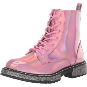 imageSteve Madden Girls Wordle Combat BootPink Metallic