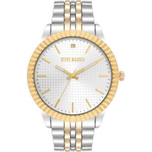 imageSteve Madden Mens Genuine Diamond Dial Bracelet WatchSilverTwoTone