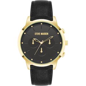 imageSteve Madden Mens Strap WatchBlackGold