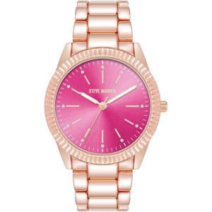 imageSteve Madden Womens Genuine Crystal Accented Bracelet WatchHot PinkRose Gold