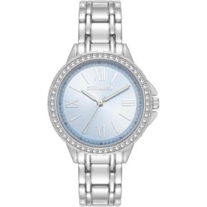 imageSteve Madden Womens Genuine Crystal Accented Bracelet WatchLight BlueSilver