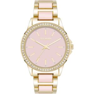 imageSteve Madden Womens Genuine Crystal Accented Bracelet WatchLight PinkGold