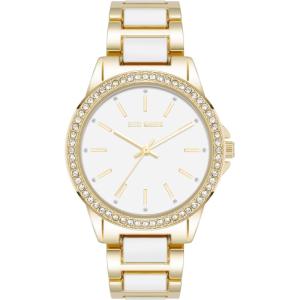 imageSteve Madden Womens Genuine Crystal Accented Bracelet WatchWhiteGold